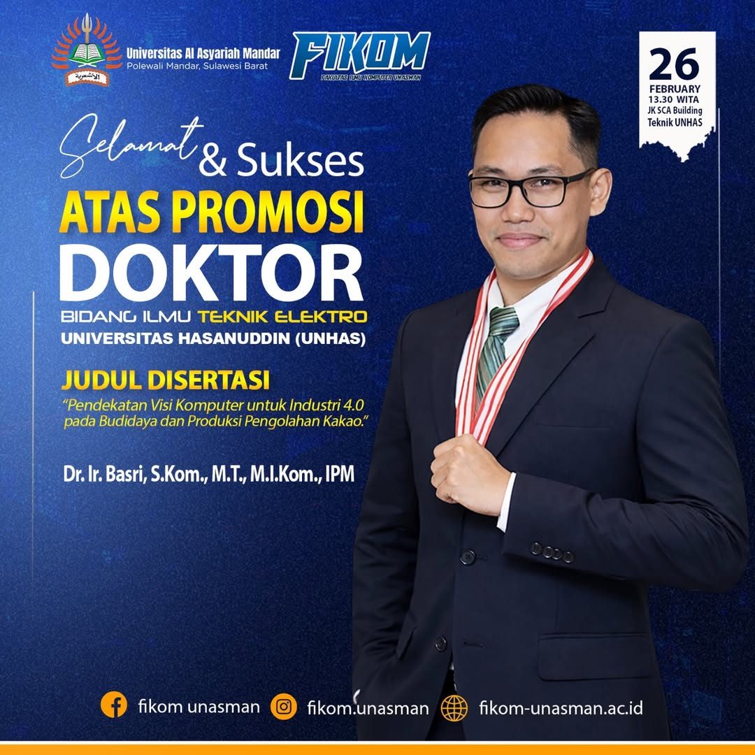 Dosen FIKOM UNASMAN Raih Gelar Doktor Bidang Teknik Elektro di Universitas Hasanuddin